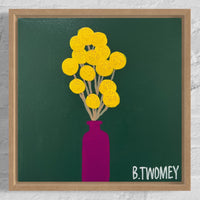 'Billy Buttons' - Olive Background (30.5cm x 30.5cm)