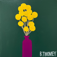 'Billy Buttons' - Olive Background (30.5cm x 30.5cm)