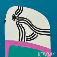 'Petey Budgie' - Turquoise Background (30.5cm x 30.5cm)