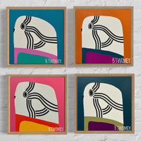 'Petey Budgie' - Pink Background (30.5cm x 30.5cm)