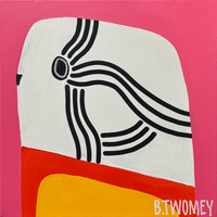 'Petey Budgie' - Pink Background (30.5cm x 30.5cm)