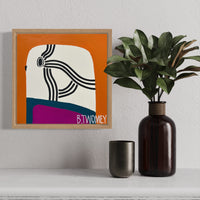 'Petey Budgie' - Orange Background (30.5cm x 30.5cm)
