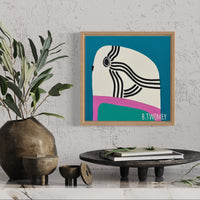 'Petey Budgie' - Turquoise Background (30.5cm x 30.5cm)