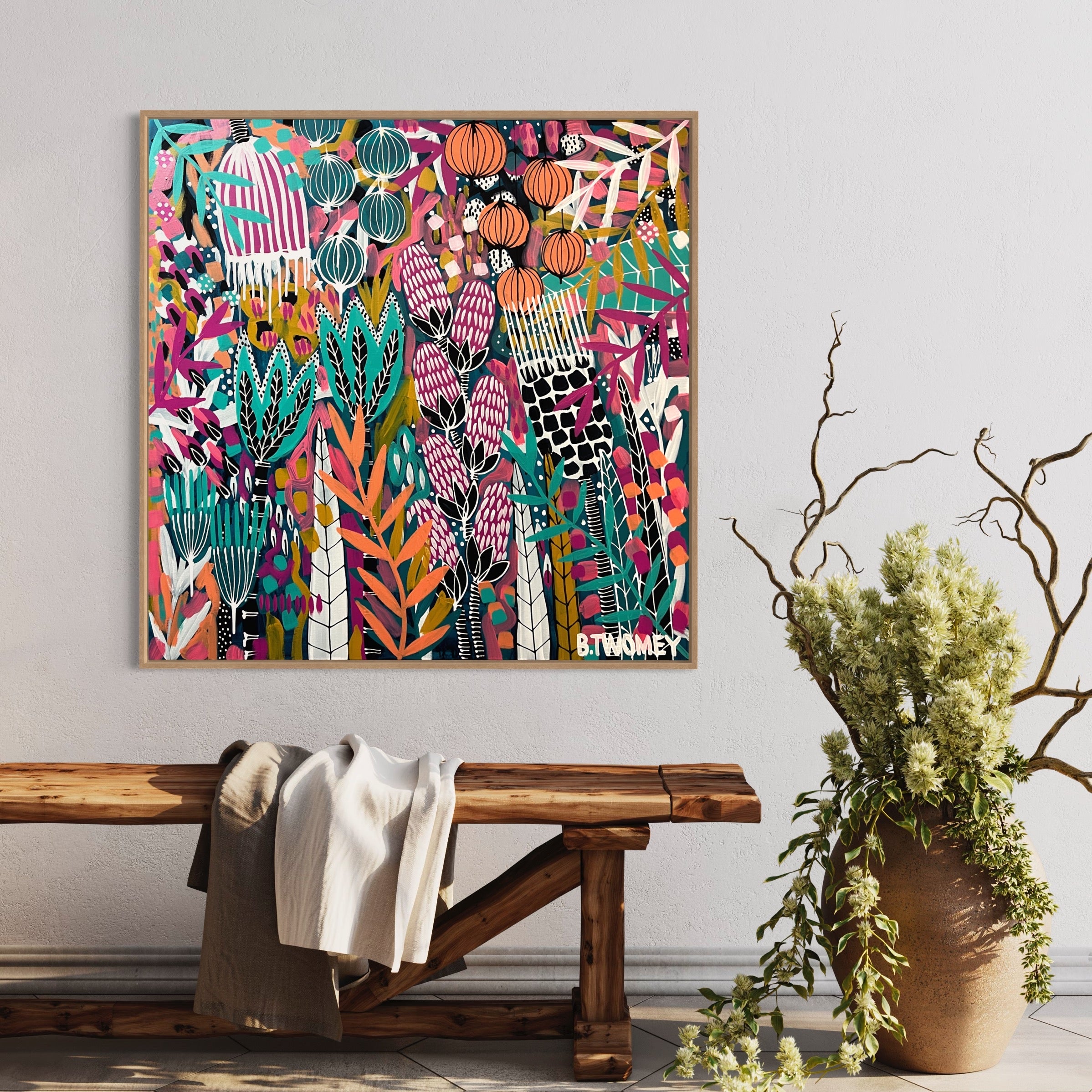 'Peachy Paradise’ (101.6cm x 101.6cm) Thousand Island Dressing, Padd