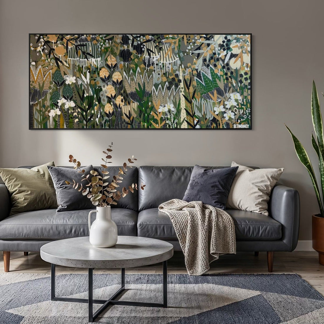 'Green Living' Original Painting — 90 x 212cm