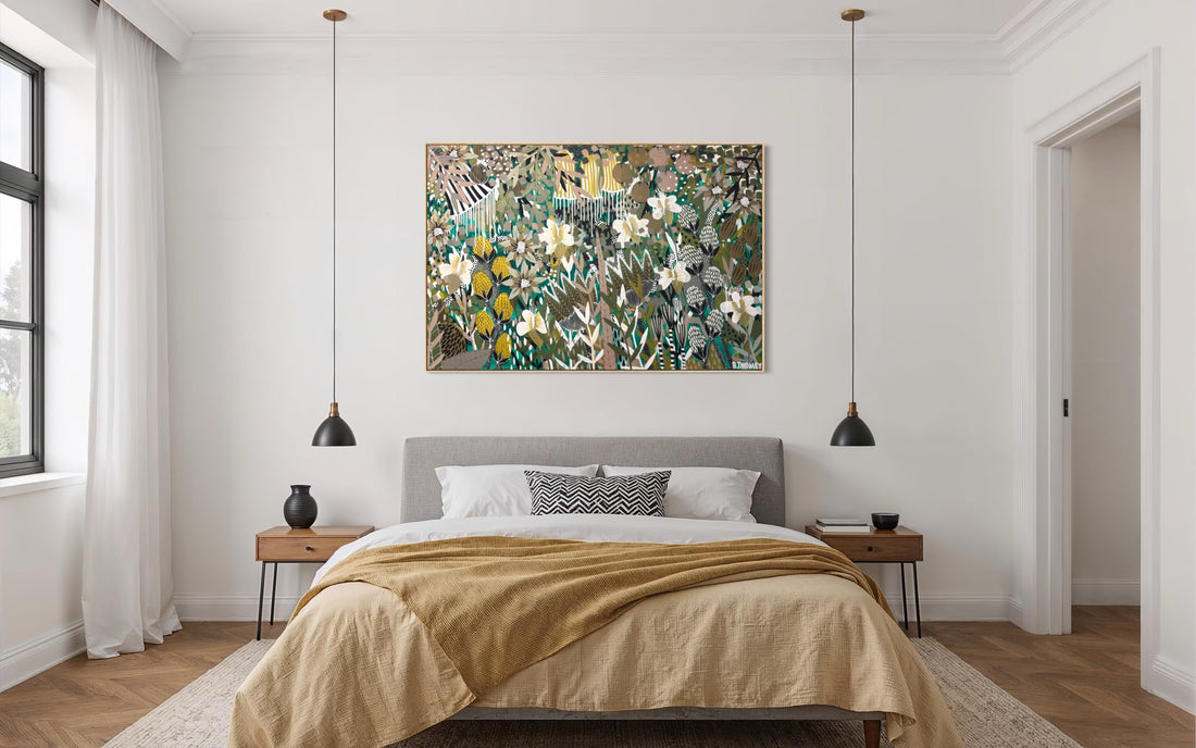 Original abstract botanical painting 'The Wild Kind' by Brisbane artist B Twomey, 122 x 182cm acrylic on canvas