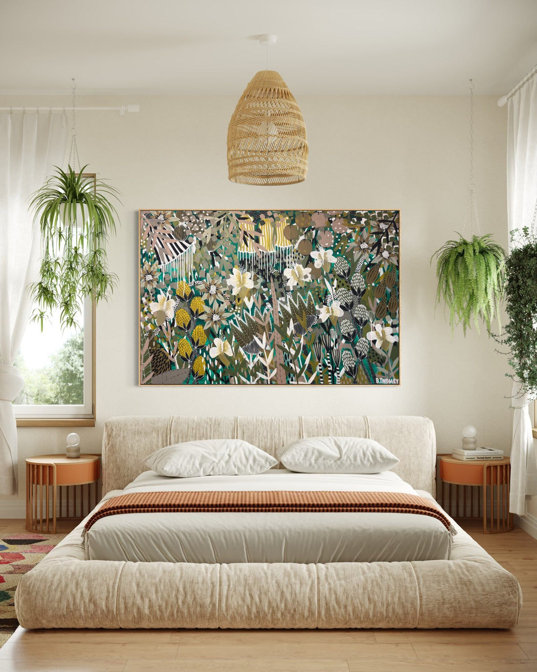 Original abstract botanical painting 'The Wild Kind' by Brisbane artist B Twomey, 122 x 182cm acrylic on canvas