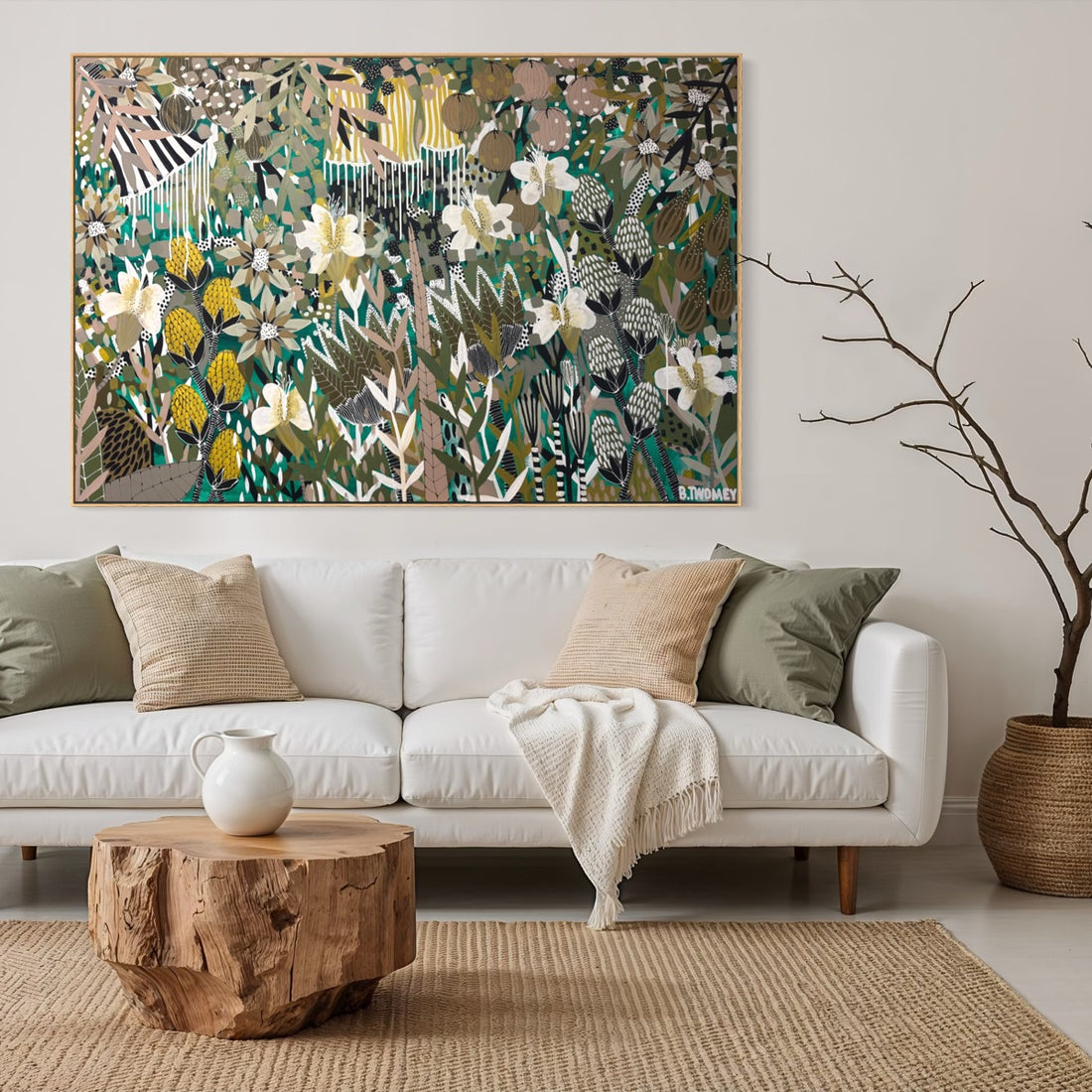 Original abstract botanical painting 'The Wild Kind' by Brisbane artist B Twomey, 122 x 182cm acrylic on canvas