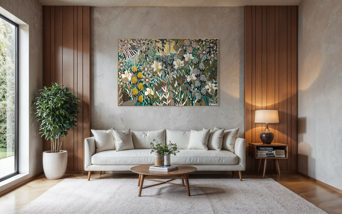 Original abstract botanical painting 'The Wild Kind' by Brisbane artist B Twomey, 122 x 182cm acrylic on canvas