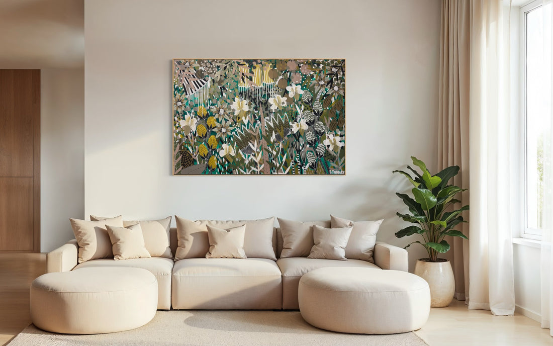 Original abstract botanical painting 'The Wild Kind' by Brisbane artist B Twomey, 122 x 182cm acrylic on canvas