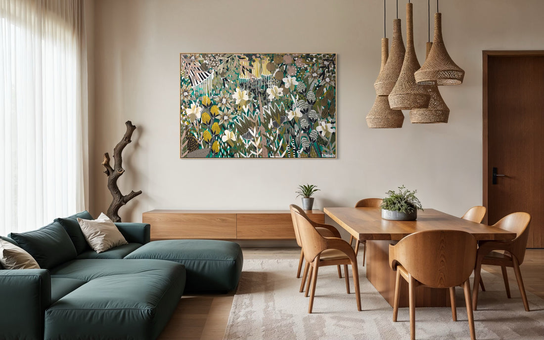Original abstract botanical painting 'The Wild Kind' by Brisbane artist B Twomey, 122 x 182cm acrylic on canvas