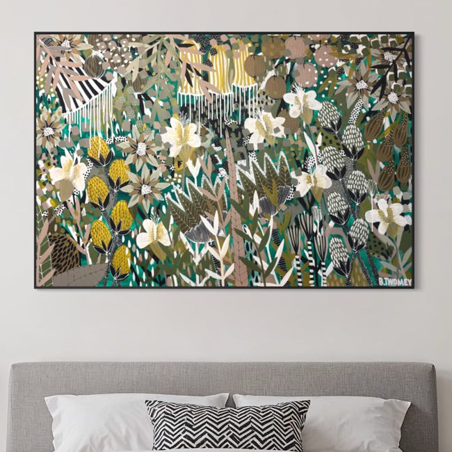 Original abstract botanical painting 'The Wild Kind' by Brisbane artist B Twomey, 122 x 182cm acrylic on canvas