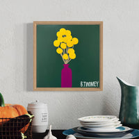 'Billy Buttons' - Olive Background (30.5cm x 30.5cm)
