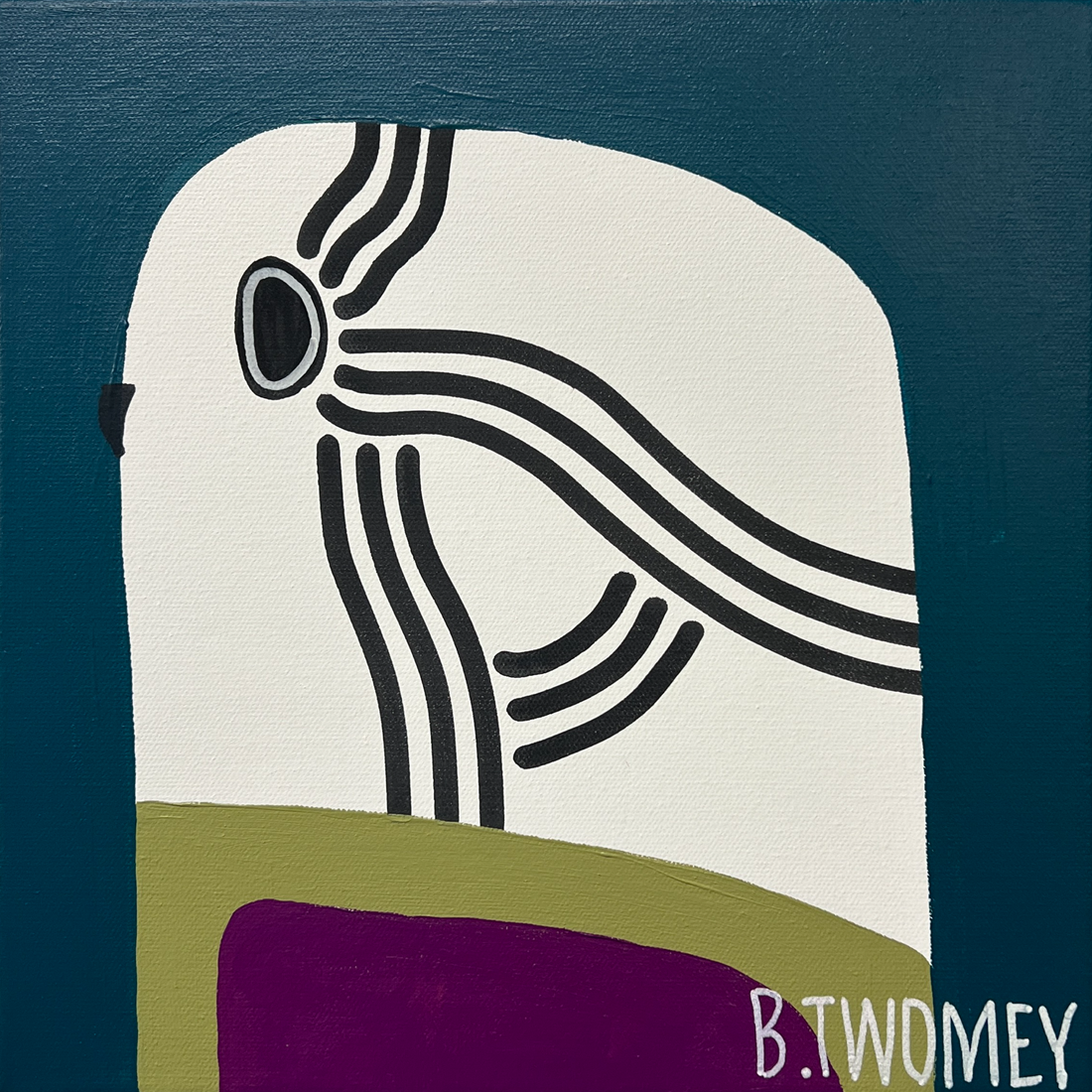 'Petey Budgie' - Teal Background (30.5cm x 30.5cm)