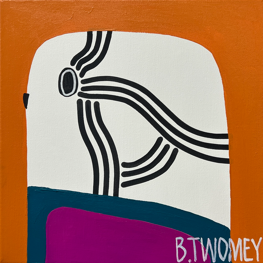 'Petey Budgie' - Orange Background (30.5cm x 30.5cm)